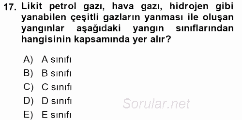 Özel Güvenlik Hizmetlerinde Güvenlik Önlemleri 2017 - 2018 Dönem Sonu Sınavı 17.Soru