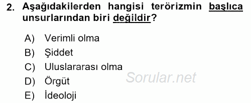 Özel Güvenlik Hizmetlerinde Güvenlik Önlemleri 2017 - 2018 Dönem Sonu Sınavı 2.Soru