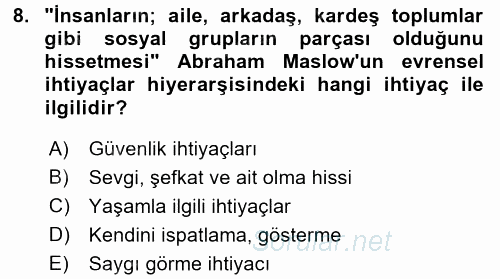 Özel Güvenlik Hizmetlerinde Güvenlik Önlemleri 2017 - 2018 Dönem Sonu Sınavı 8.Soru