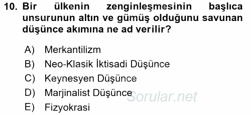 İstihdam ve İşsizlik 2016 - 2017 Ara Sınavı 10.Soru