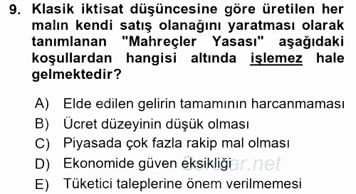 İstihdam ve İşsizlik 2016 - 2017 Ara Sınavı 9.Soru