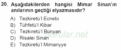 Türkiye´nin Kültürel Mirası 1 2012 - 2013 Dönem Sonu Sınavı 20.Soru