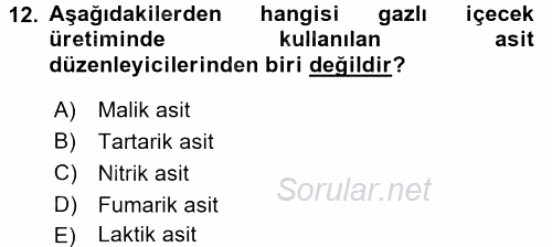 İçecek Bilgisi 2016 - 2017 Ara Sınavı 12.Soru