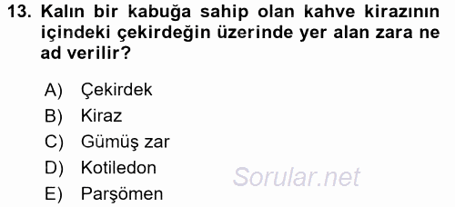 İçecek Bilgisi 2016 - 2017 Ara Sınavı 13.Soru