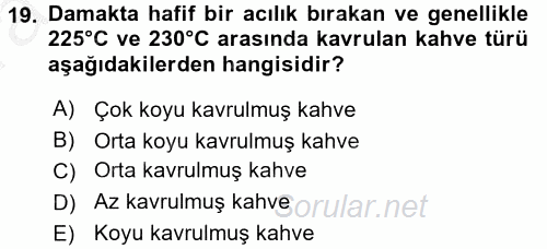 İçecek Bilgisi 2016 - 2017 Ara Sınavı 19.Soru