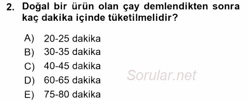 İçecek Bilgisi 2016 - 2017 Ara Sınavı 2.Soru