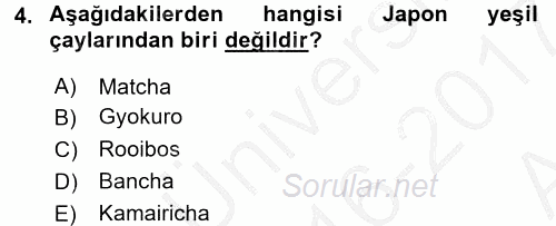 İçecek Bilgisi 2016 - 2017 Ara Sınavı 4.Soru