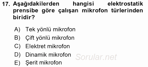 Kamera Tekniğine Giriş 2016 - 2017 Dönem Sonu Sınavı 17.Soru