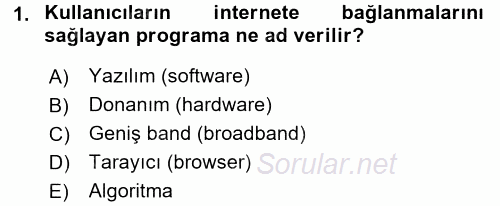 Yeni Teknolojiler ve Çalışma Hayatı 2015 - 2016 Tek Ders Sınavı 1.Soru