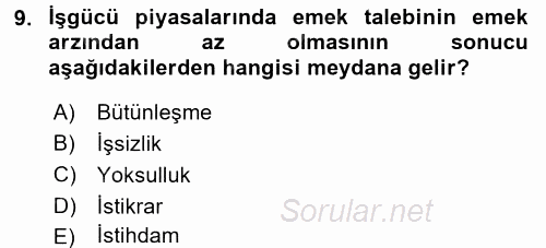 Yeni Teknolojiler ve Çalışma Hayatı 2015 - 2016 Tek Ders Sınavı 9.Soru
