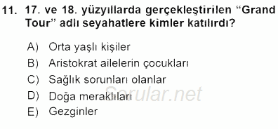 Genel Turizm Bilgisi 2015 - 2016 Ara Sınavı 11.Soru