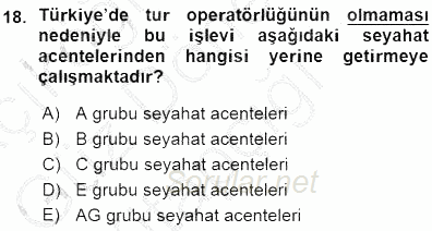 Genel Turizm Bilgisi 2015 - 2016 Ara Sınavı 18.Soru