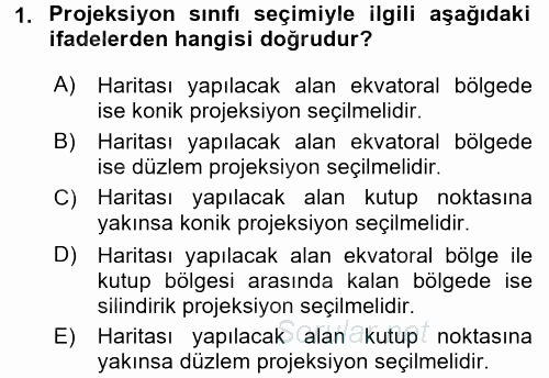 Bilgisayar Destekli Harita Yapımı 2 2017 - 2018 Ara Sınavı 1.Soru
