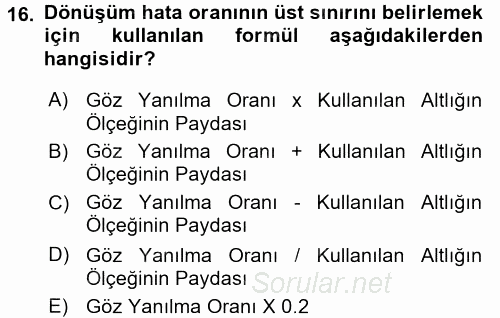 Bilgisayar Destekli Harita Yapımı 2 2017 - 2018 Ara Sınavı 16.Soru