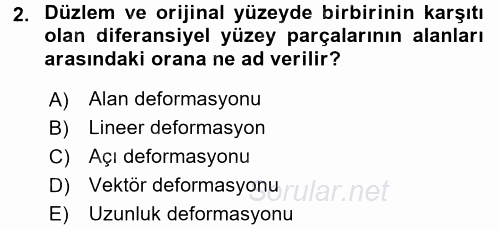 Bilgisayar Destekli Harita Yapımı 2 2017 - 2018 Ara Sınavı 2.Soru