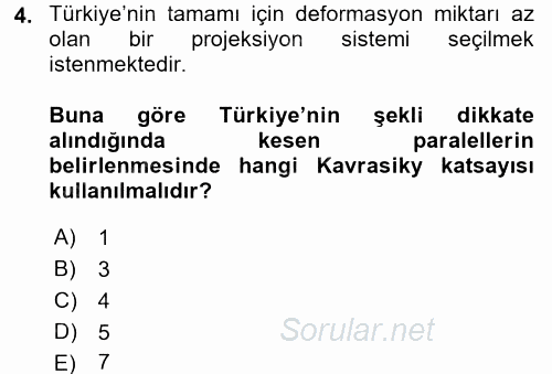 Bilgisayar Destekli Harita Yapımı 2 2017 - 2018 Ara Sınavı 4.Soru