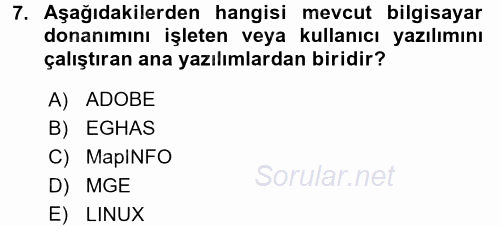 Bilgisayar Destekli Harita Yapımı 2 2017 - 2018 Ara Sınavı 7.Soru