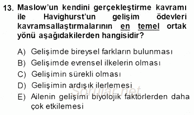 Rehberlik 2013 - 2014 Dönem Sonu Sınavı 13.Soru