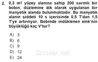 Elektrik Enerjisi Üretimi 2015 - 2016 Ara Sınavı 2.Soru