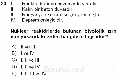 Elektrik Enerjisi Üretimi 2015 - 2016 Ara Sınavı 20.Soru