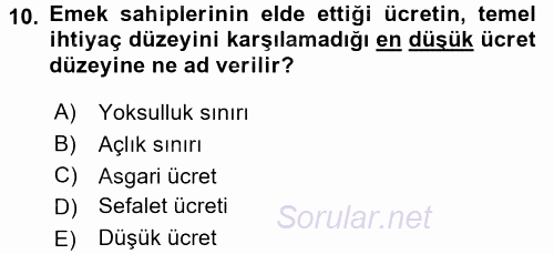 Sosyal Politika 2017 - 2018 Ara Sınavı 10.Soru