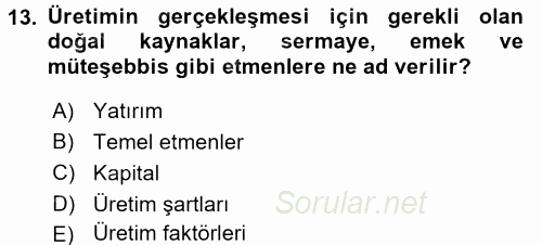 Sosyal Politika 2017 - 2018 Ara Sınavı 13.Soru