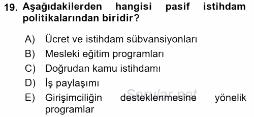 Sosyal Politika 2017 - 2018 Ara Sınavı 19.Soru