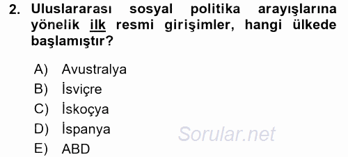 Sosyal Politika 2017 - 2018 Ara Sınavı 2.Soru