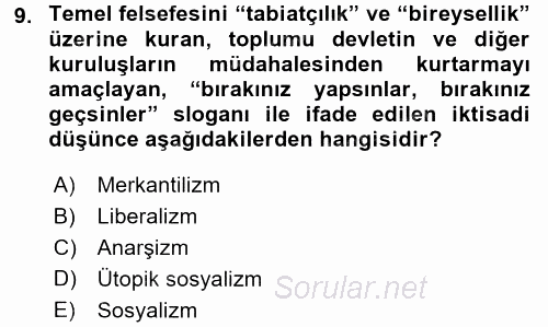 Sosyal Politika 2017 - 2018 Ara Sınavı 9.Soru