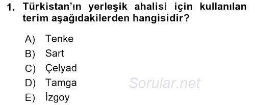 XIX. Yüzyıl Türk Dünyası 2016 - 2017 Ara Sınavı 1.Soru