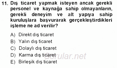 Dış Ticarette Girişimcilik 2014 - 2015 Ara Sınavı 11.Soru