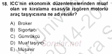 Dış Ticarette Girişimcilik 2014 - 2015 Ara Sınavı 18.Soru