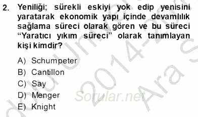 Dış Ticarette Girişimcilik 2014 - 2015 Ara Sınavı 2.Soru