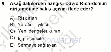 Dış Ticarette Girişimcilik 2014 - 2015 Ara Sınavı 5.Soru
