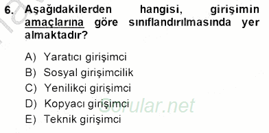 Dış Ticarette Girişimcilik 2014 - 2015 Ara Sınavı 6.Soru