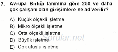 Dış Ticarette Girişimcilik 2014 - 2015 Ara Sınavı 7.Soru