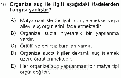 Kriminoloji 2015 - 2016 Dönem Sonu Sınavı 10.Soru