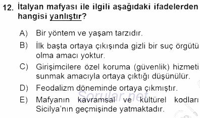 Kriminoloji 2015 - 2016 Dönem Sonu Sınavı 12.Soru