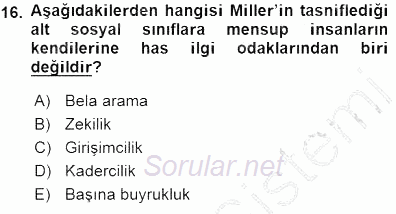 Kriminoloji 2015 - 2016 Dönem Sonu Sınavı 16.Soru