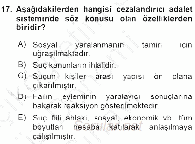 Kriminoloji 2015 - 2016 Dönem Sonu Sınavı 17.Soru