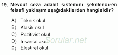 Kriminoloji 2015 - 2016 Dönem Sonu Sınavı 19.Soru