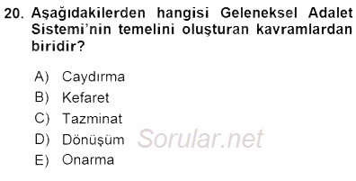 Kriminoloji 2015 - 2016 Dönem Sonu Sınavı 20.Soru