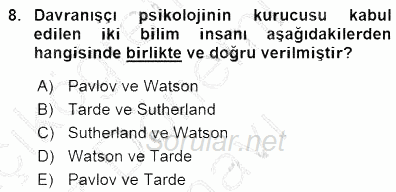 Kriminoloji 2015 - 2016 Dönem Sonu Sınavı 8.Soru