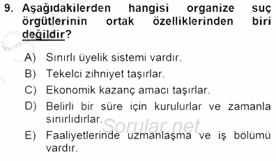 Kriminoloji 2015 - 2016 Dönem Sonu Sınavı 9.Soru