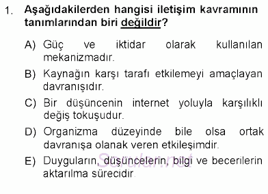 Toplum ve İletişim 2012 - 2013 Ara Sınavı 1.Soru