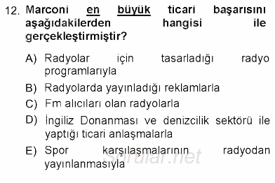Toplum ve İletişim 2012 - 2013 Ara Sınavı 12.Soru