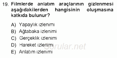 Toplum ve İletişim 2012 - 2013 Ara Sınavı 19.Soru