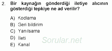 Toplum ve İletişim 2012 - 2013 Ara Sınavı 2.Soru