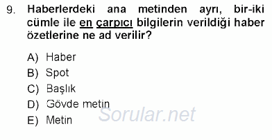 Toplum ve İletişim 2012 - 2013 Ara Sınavı 9.Soru
