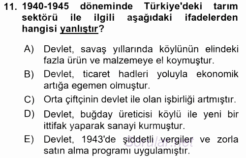 Kent Sosyolojisi 2015 - 2016 Dönem Sonu Sınavı 11.Soru